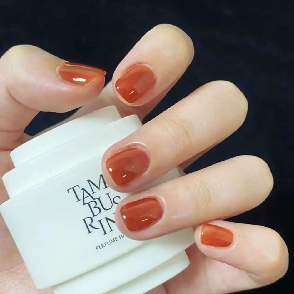 French Simple Style False Nails Short Round Fake Nails Full Cover Nail Tips for DIY for Salon Detachable DIY Manicure Tool