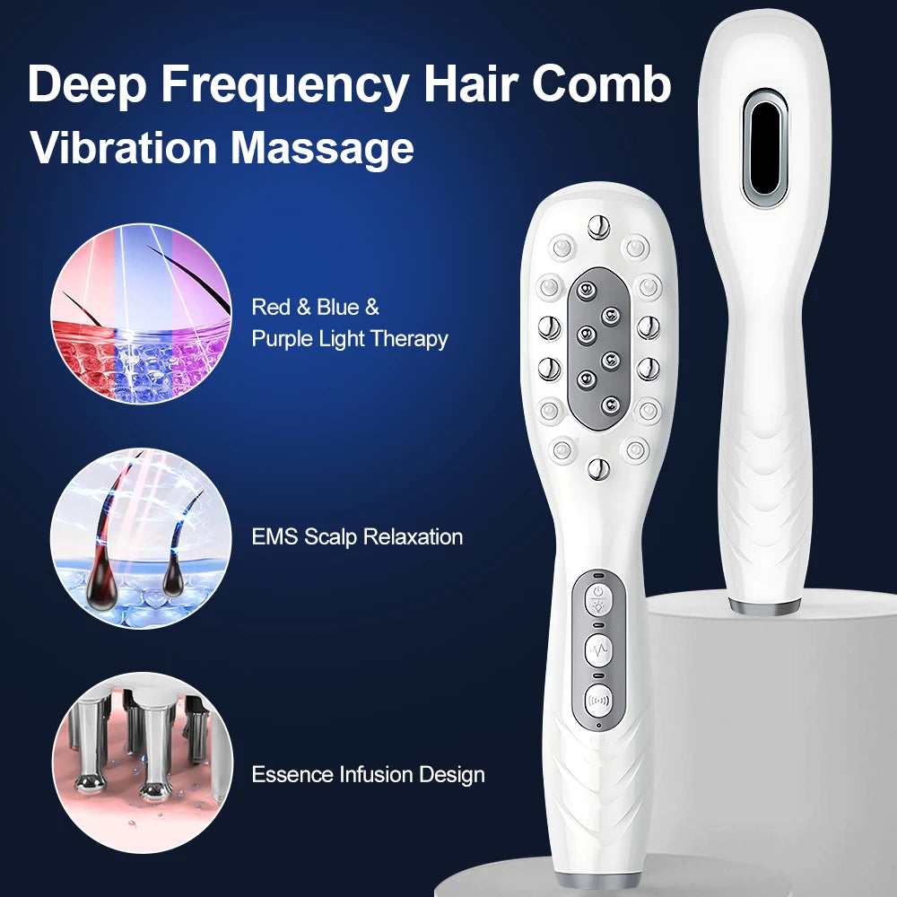 Electric Laser Hair Growth Comb Wireless Infrared Ray Massage Comb Hair Brush Anti Hair-loss Red and Blue light Head Massager