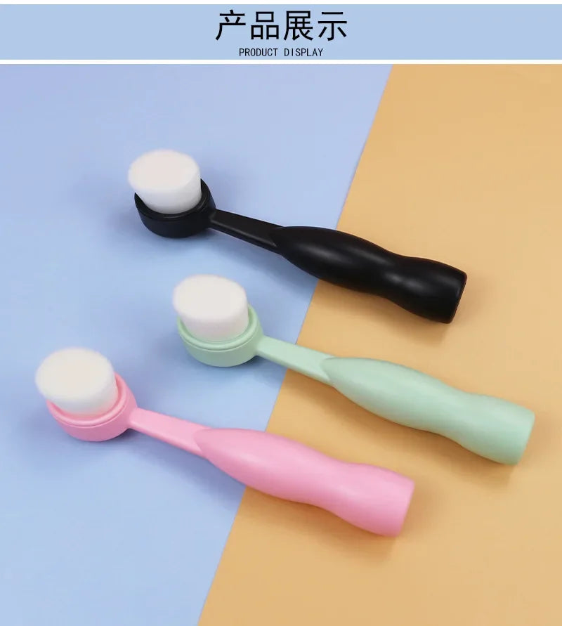 Facial Cleansing Brush Soft Bristles Manual Long Handle Flat Bottomed Standing Deep Face Cleaning Brush Limpieza Facial Skincare