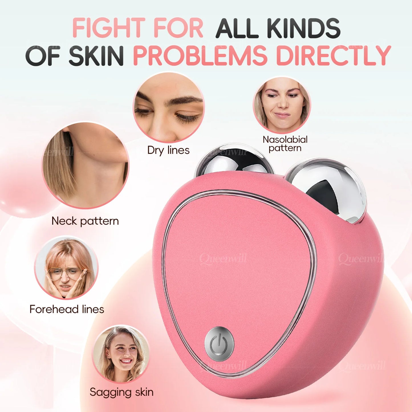 Face Lifting Devices Microcurrent Facial Massager EMS Slimming Face Tool Sonic Vibration Roller Charging Beauty Tightening