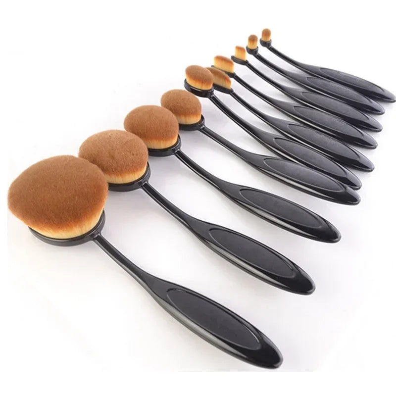 10 PCS Oval Makeup Brushes Toothbrush Make Up Brushes Set Foundation Contour Powder Eyebrow Blush Eyeshadow Brush Cosmetics Tool