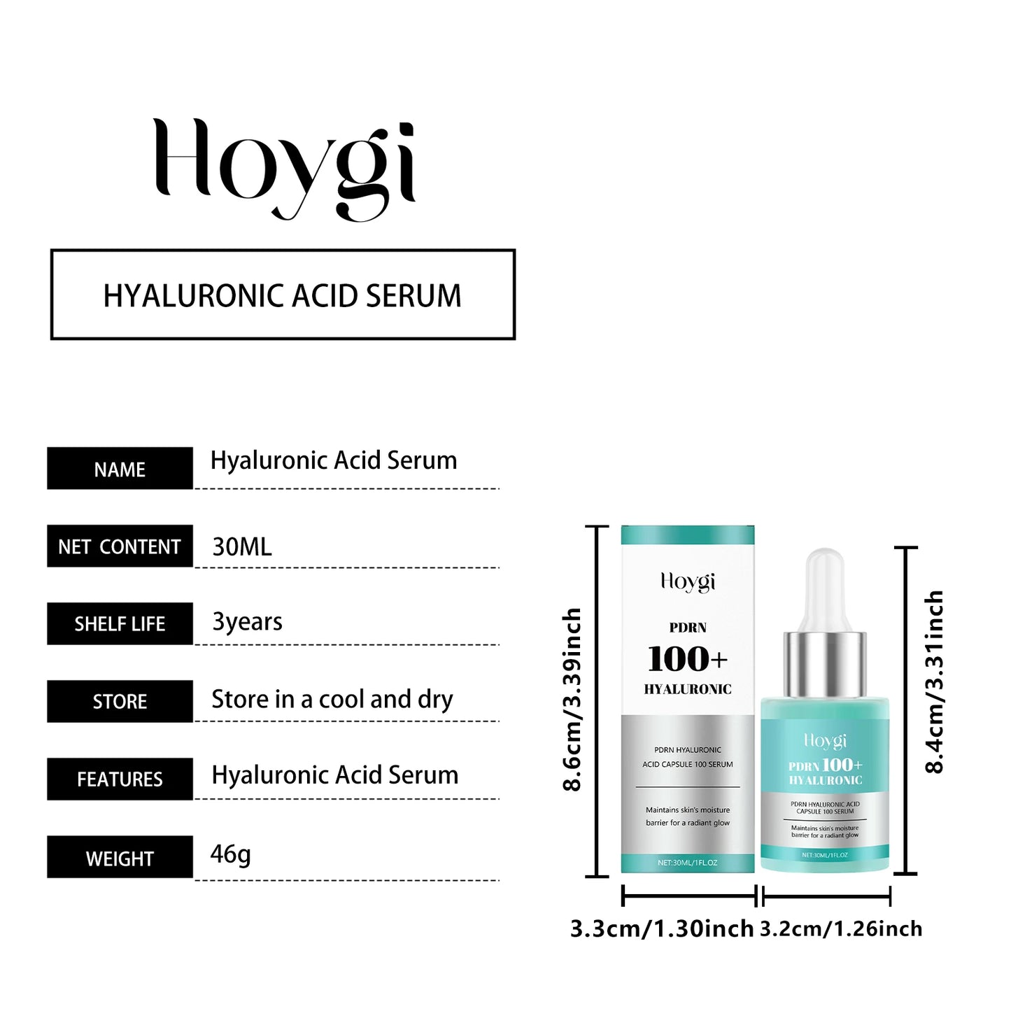 Hoygi 30ml Hyaluronic Acid Hydrating Serum Deep Moisturize Firm Brighten Relieve Dry Skin Boost Elasticity Even Tone Face Essenc