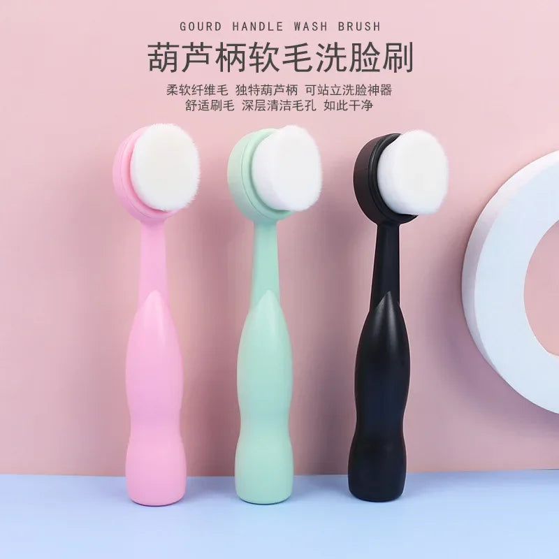 Facial Cleansing Brush Soft Bristles Manual Long Handle Flat Bottomed Standing Deep Face Cleaning Brush Limpieza Facial Skincare