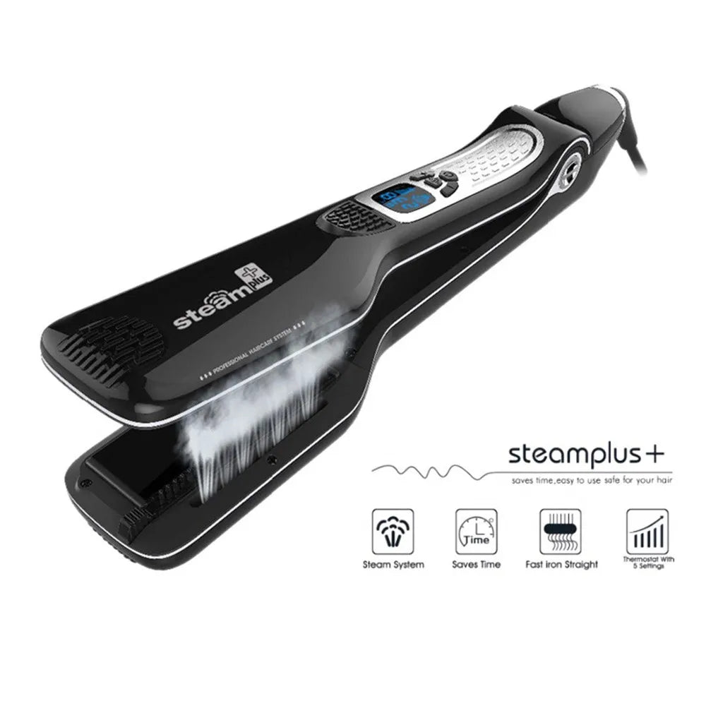 Professional Hair Straightener Steam Flat Iron Straightening Brush Electric Hair Brushes Ceramic Tourmaline Vapor Straighteners