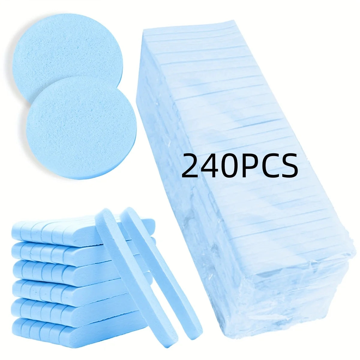 Facial Sponges - 240pcs - Compressed Facial Sponges for Washing The Face, Sponge Pads for Exfoliating Masks, And Makeup Removal.