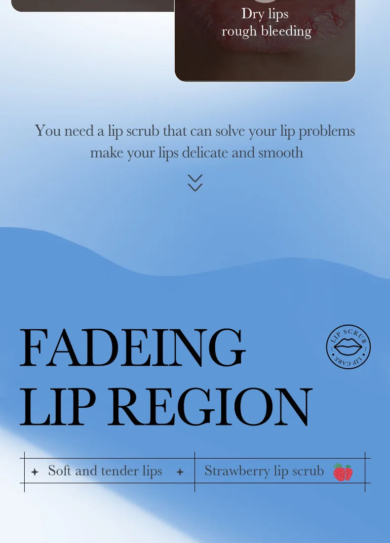 SADOER Fruit Series Strawberry Lip Scrub Dead Skin Moisturizes Brightening Lip Color, Makes Lips Pink