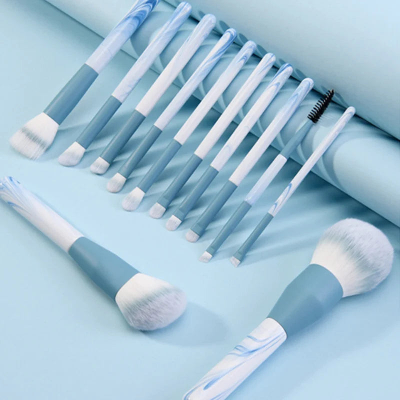 12pcs Makeup Brushes Set Portable Foundation Powder Blending Blush Concealer Synthetic Fiber Bristle Brush Blending Makeup Brush