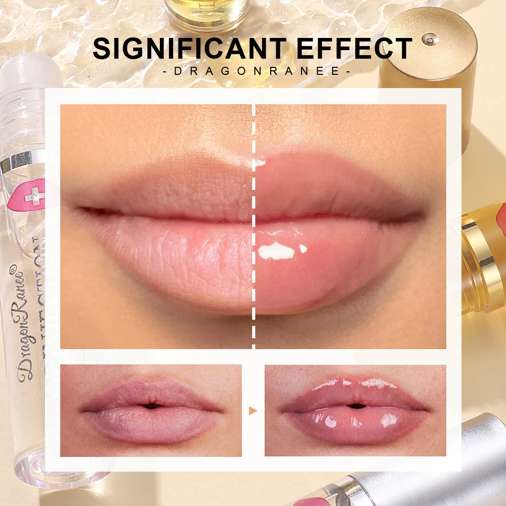 Lip Plumping Oil Moisturizes, Hydrates, and Adds Color as a Base for Lip Care. Glass Lip, Pouty Lips, Glossy Mirror-Like, Gentle, Colorless Lip Oil