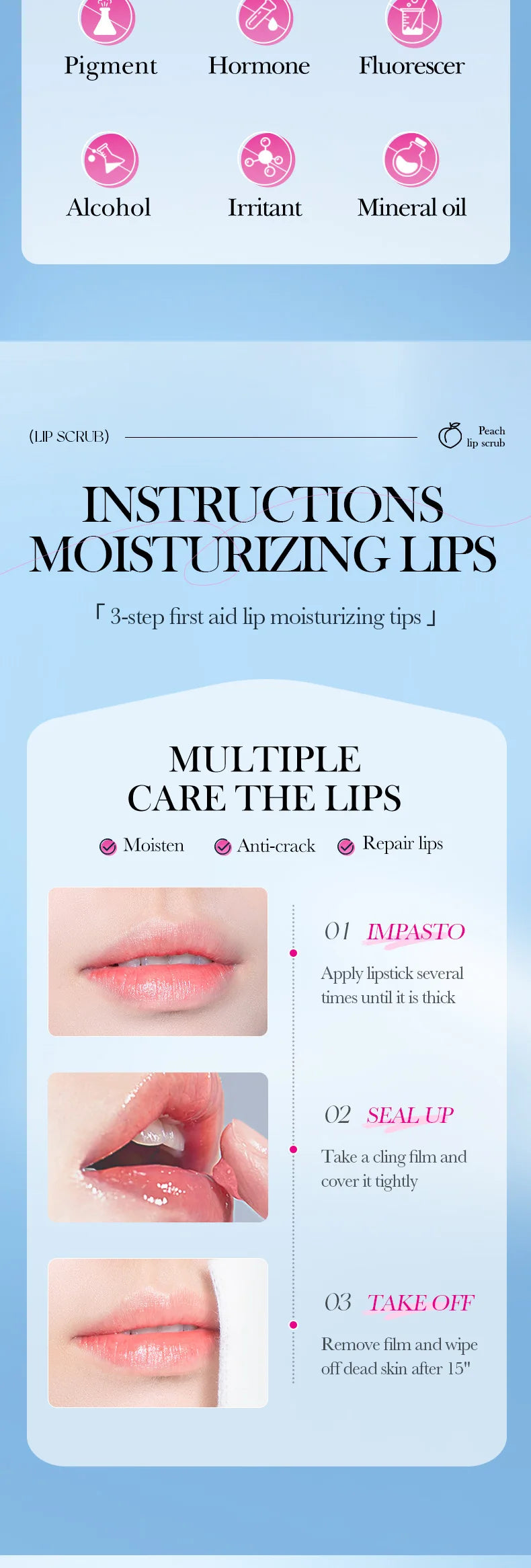 SADOER Fruit Series Strawberry Lip Scrub Dead Skin Moisturizes Brightening Lip Color, Makes Lips Pink