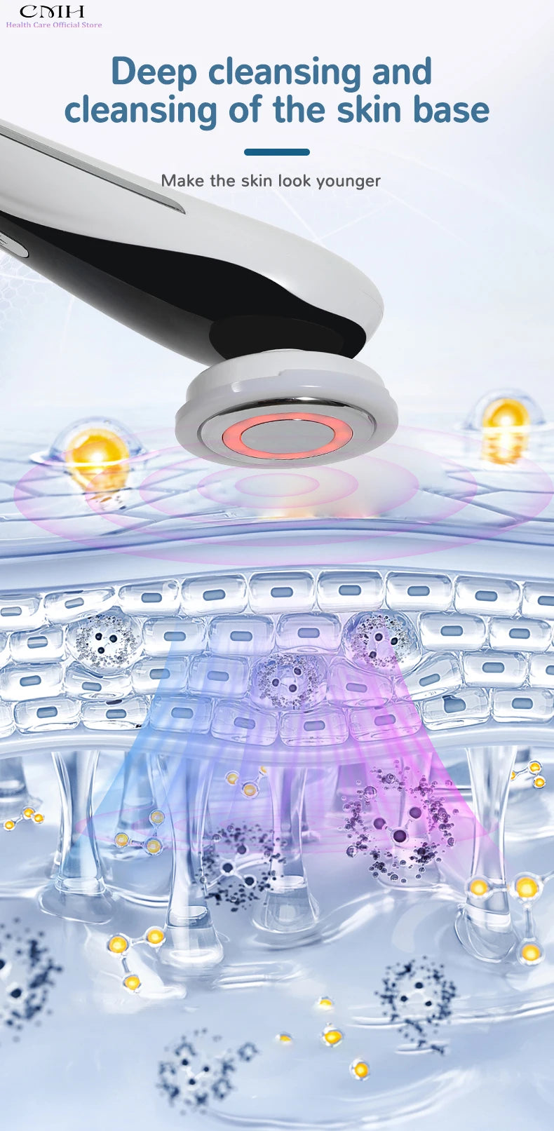 Induction Facial Device Anti Aging Multi Modes LED Light Therapy Patented Electrode Head Deep Cleansing Skin Tightening Portable