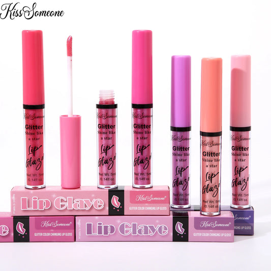 6 sets with shimmering mirror pearl explosion lip gloss lip gloss, lip oil, lip glaze, water gloss, pouting lips, moisturiz