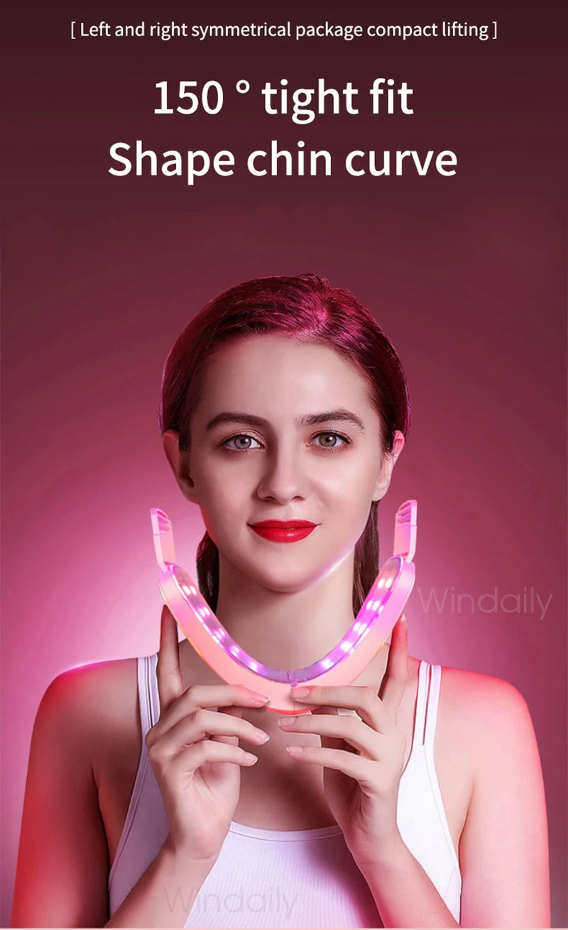 Facial Lifting Device LED Photon Therapy Facial Slimming Vibration Massager Double Chin V Face Shaped Cheek Lift  Belt Machine