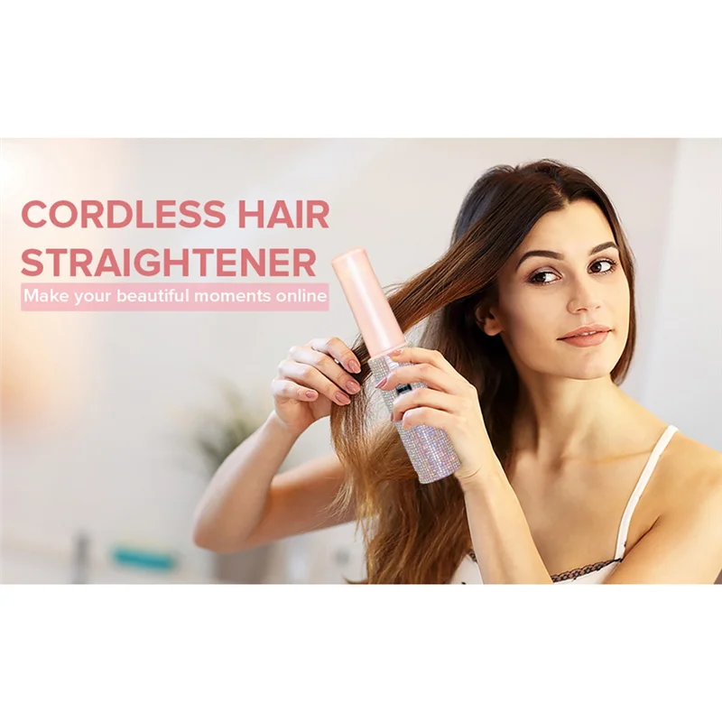 A42F  2-In-1 Electric USB Hair Straightening Brush Straightener Flat Iron Multifunctional Comb Straightening Styler