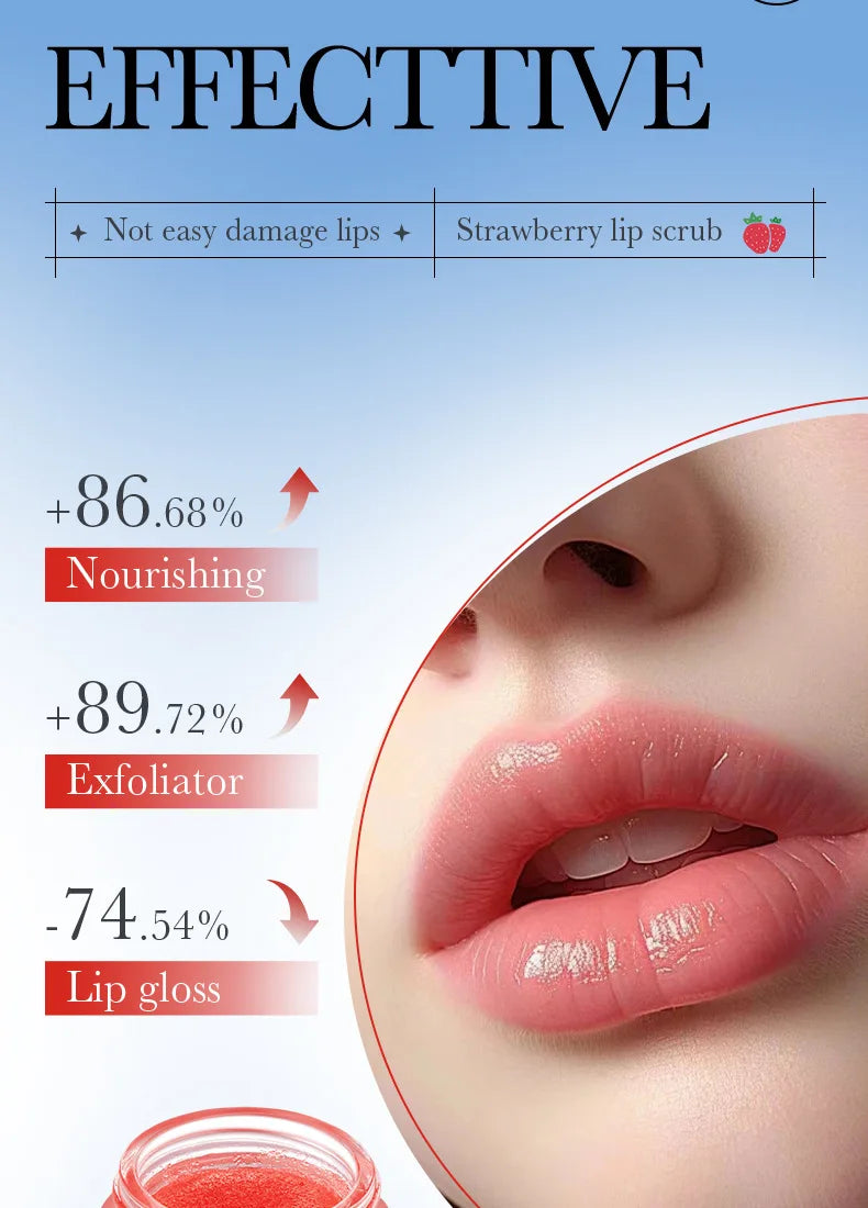 SADOER Fruit Series Strawberry Lip Scrub Dead Skin Moisturizes Brightening Lip Color, Makes Lips Pink