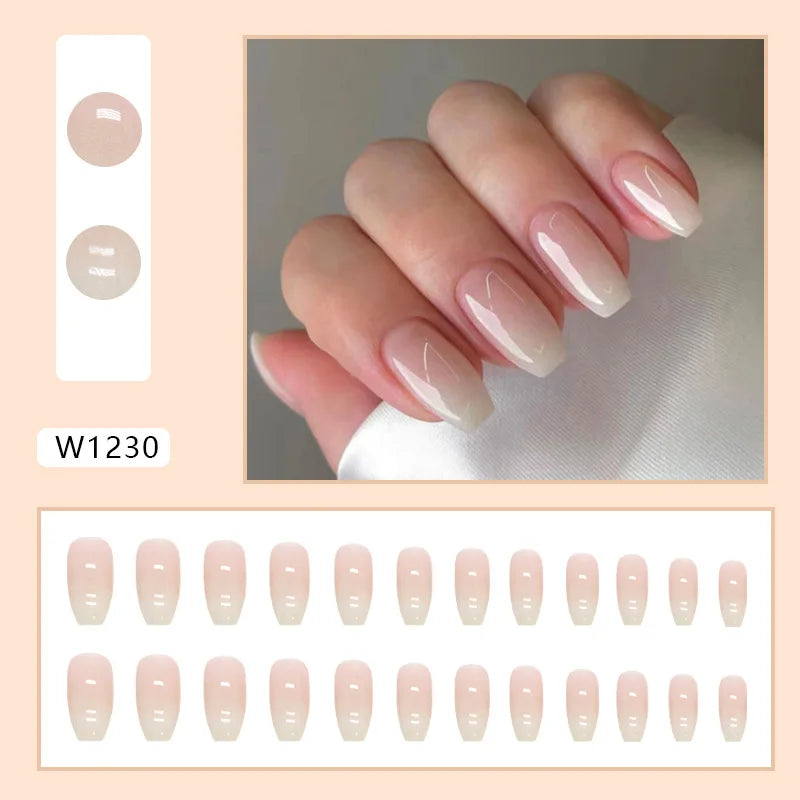 Simple French Wearable False Nails Almond Colorful Stripes Colorblock Design Manicure Fake Nails Line Full Cover Press On Nail