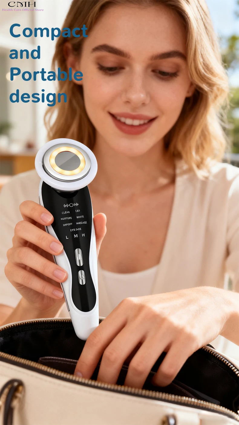 Induction Facial Device Anti Aging Multi Modes LED Light Therapy Patented Electrode Head Deep Cleansing Skin Tightening Portable