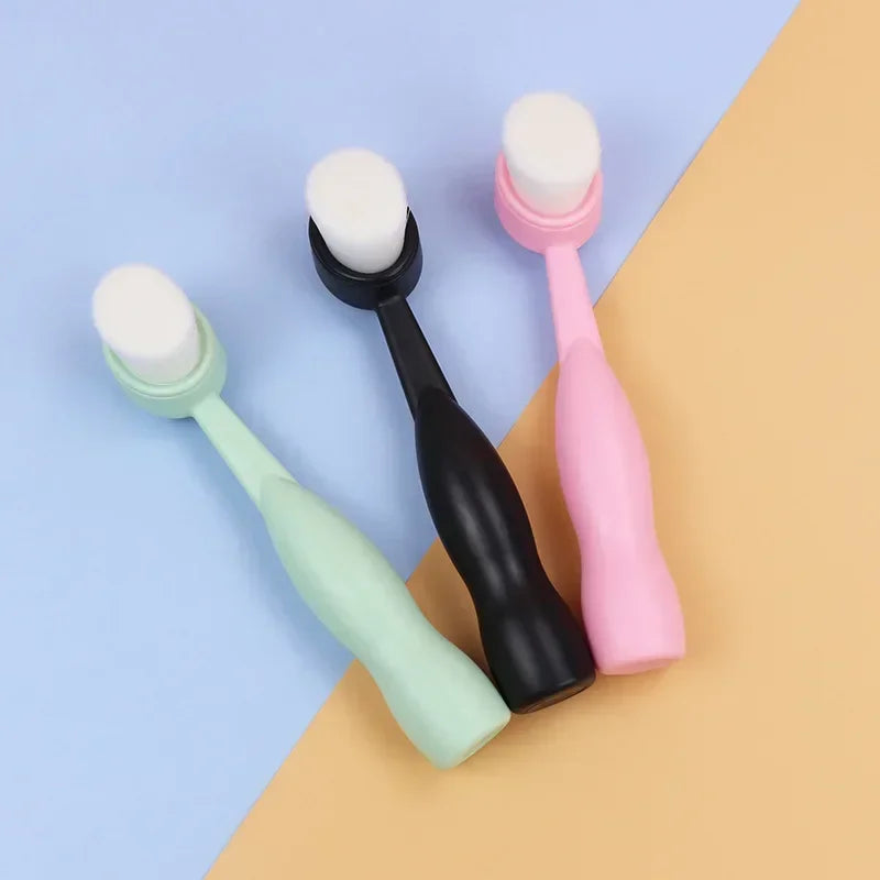 Facial Cleansing Brush Soft Bristles Manual Long Handle Flat Bottomed Standing Deep Face Cleaning Brush Limpieza Facial Skincare