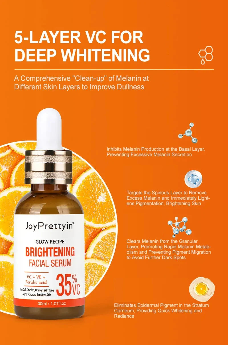 Vitamin C Whitening Facial Serum Fade Dark Spots Hyaluronic Acid Moisturizing Repair Dull Face Essence Skin Care Products