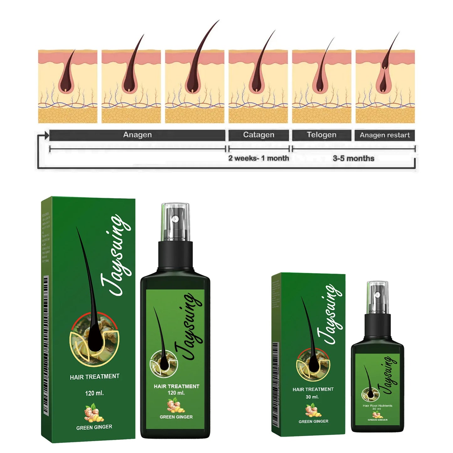 Hair Growth Spray Ginger Massage Scalp Damaged Treatment Solution Nourish Roots Fast Grow Anti Hair Loss Serum Beauty Health