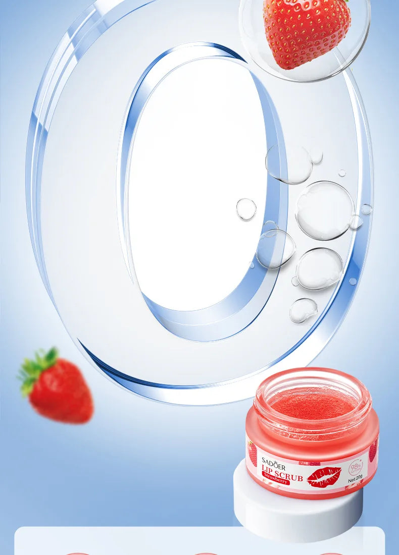 SADOER Fruit Series Strawberry Lip Scrub Dead Skin Moisturizes Brightening Lip Color, Makes Lips Pink