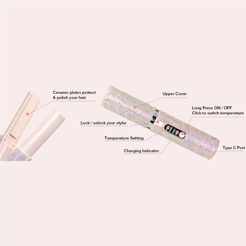 A42F  2-In-1 Electric USB Hair Straightening Brush Straightener Flat Iron Multifunctional Comb Straightening Styler