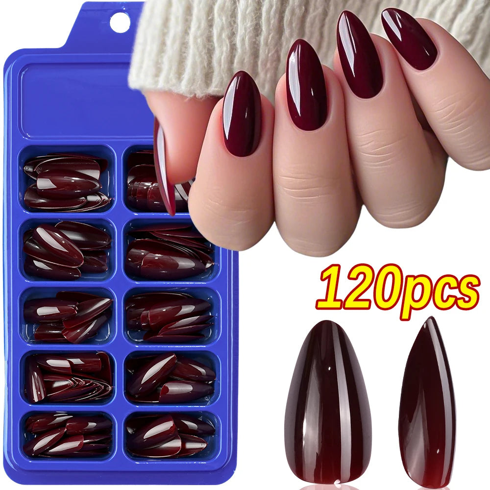 120Pcs/box Medium Length Almond False Nails Natural Nude Color Simple Premium Fake Nail Tips Acrylic Full Cover Press on Nails