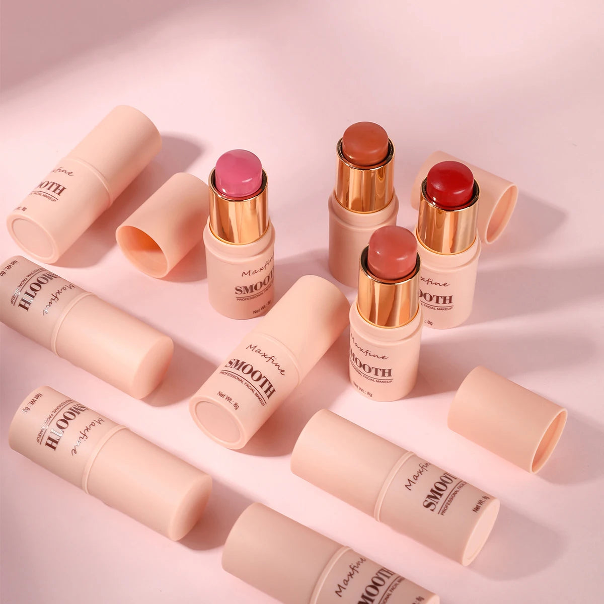 Smooth Blush Stick Naturally Saturated Long-lasting Waterproof Easy to Wear Matte Blush 3 in 1 Makeup Used On Lips Eyes Cheeks
