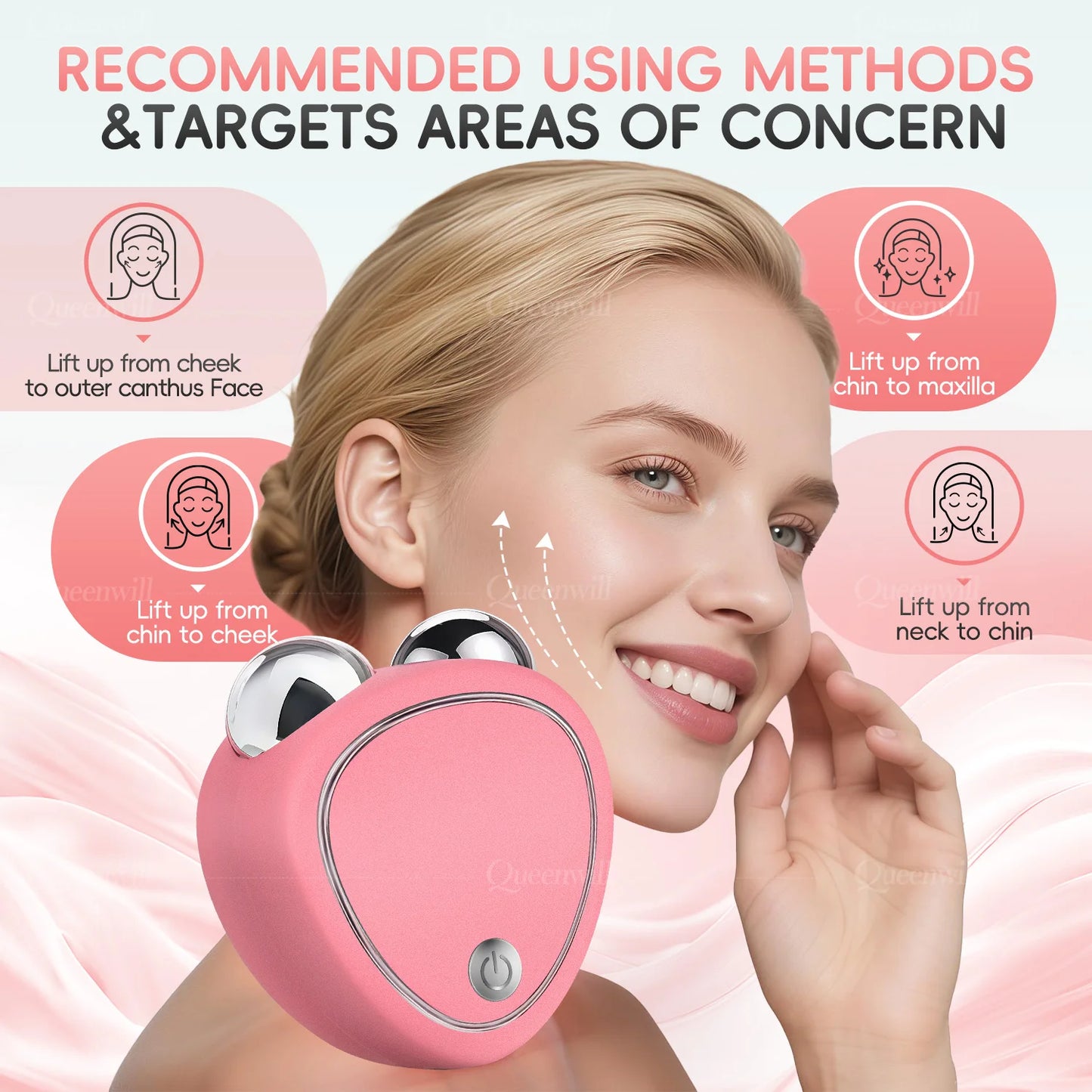 Face Lifting Devices Microcurrent Facial Massager EMS Slimming Face Tool Sonic Vibration Roller Charging Beauty Tightening
