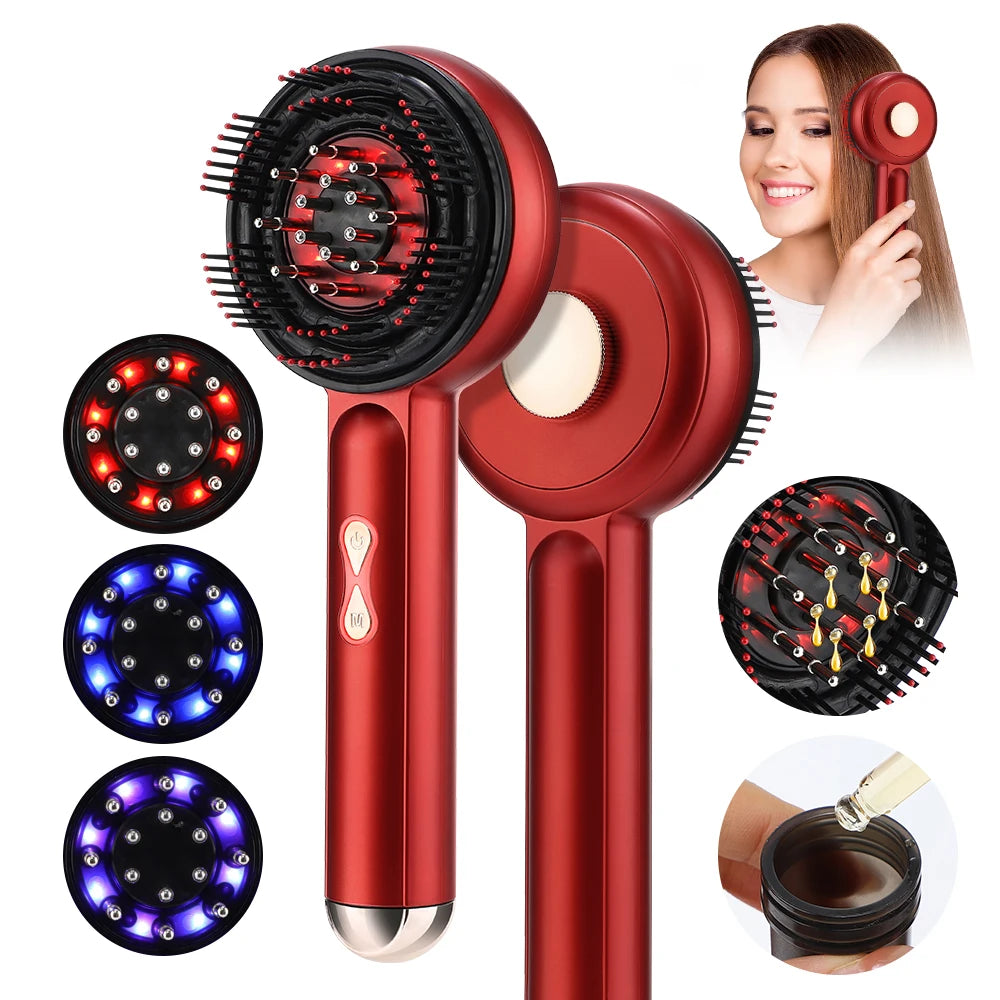 Electric Laser Hair Growth Comb Wireless Infrared Ray Massage Comb Hair Brush Anti Hair-loss Red and Blue light Head Massager