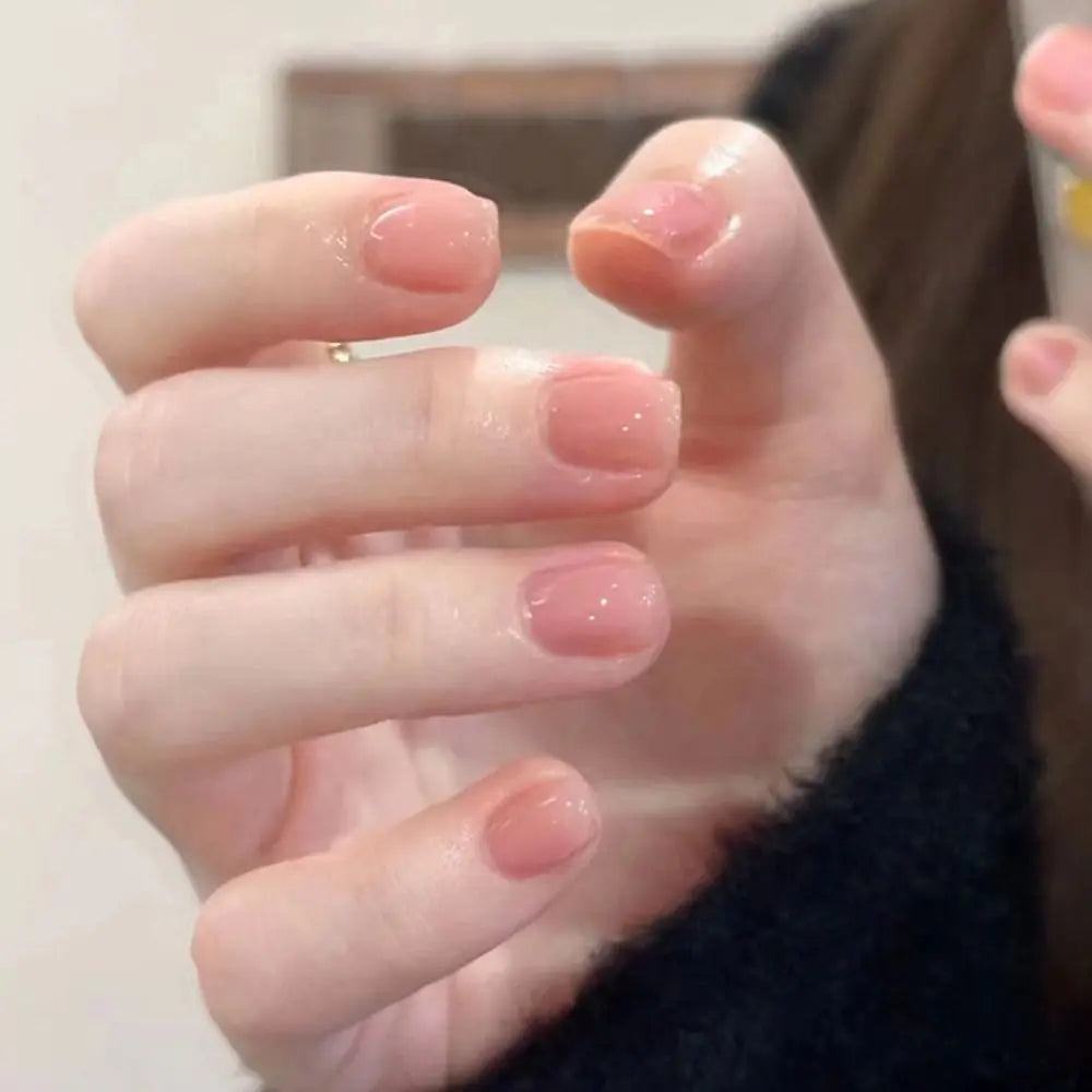 French Simple Style False Nails Short Round Fake Nails Full Cover Nail Tips for DIY for Salon Detachable DIY Manicure Tool