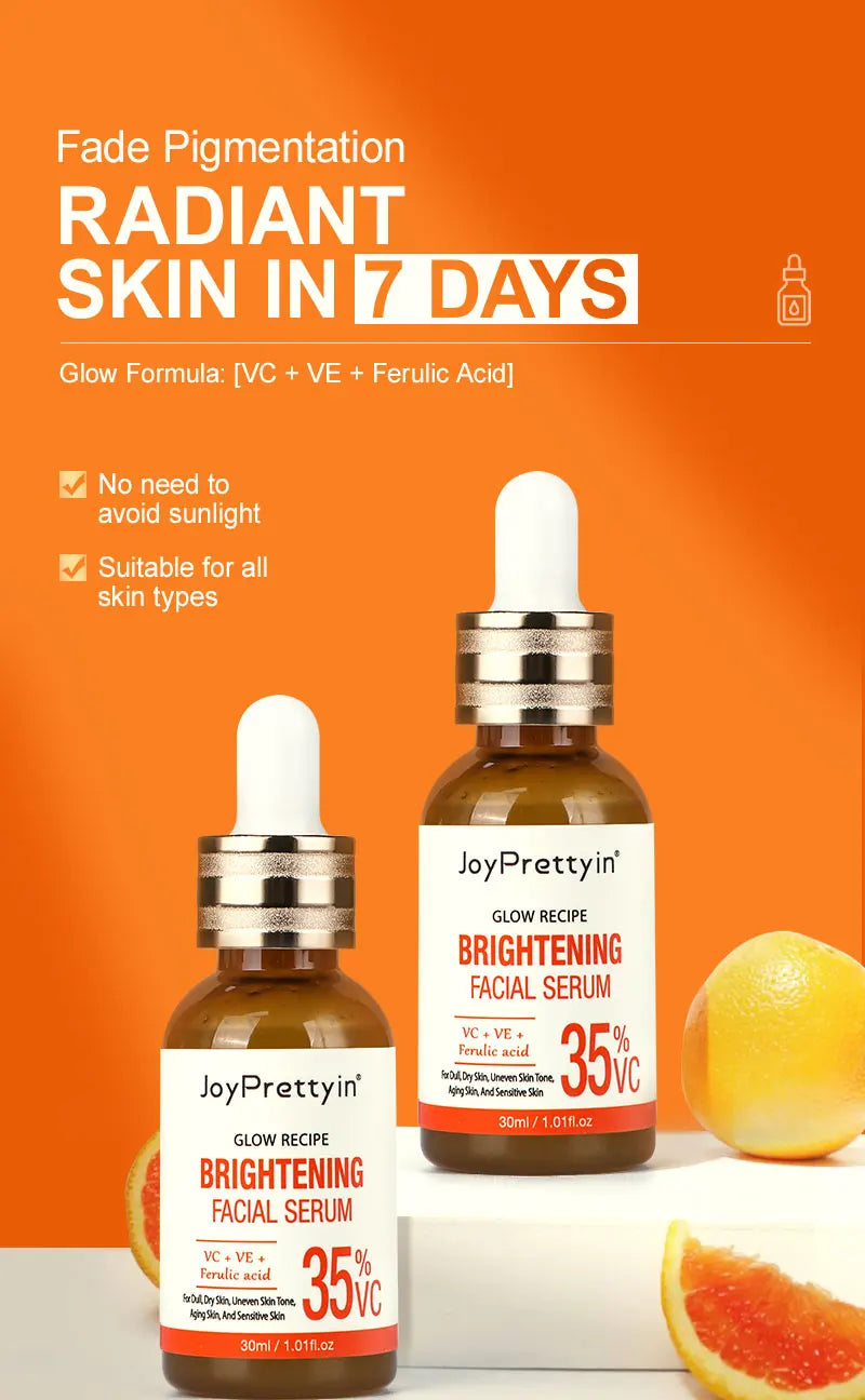 Vitamin C Whitening Facial Serum Fade Dark Spots Hyaluronic Acid Moisturizing Repair Dull Face Essence Skin Care Products