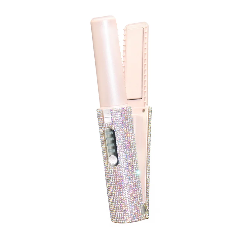 A42F  2-In-1 Electric USB Hair Straightening Brush Straightener Flat Iron Multifunctional Comb Straightening Styler