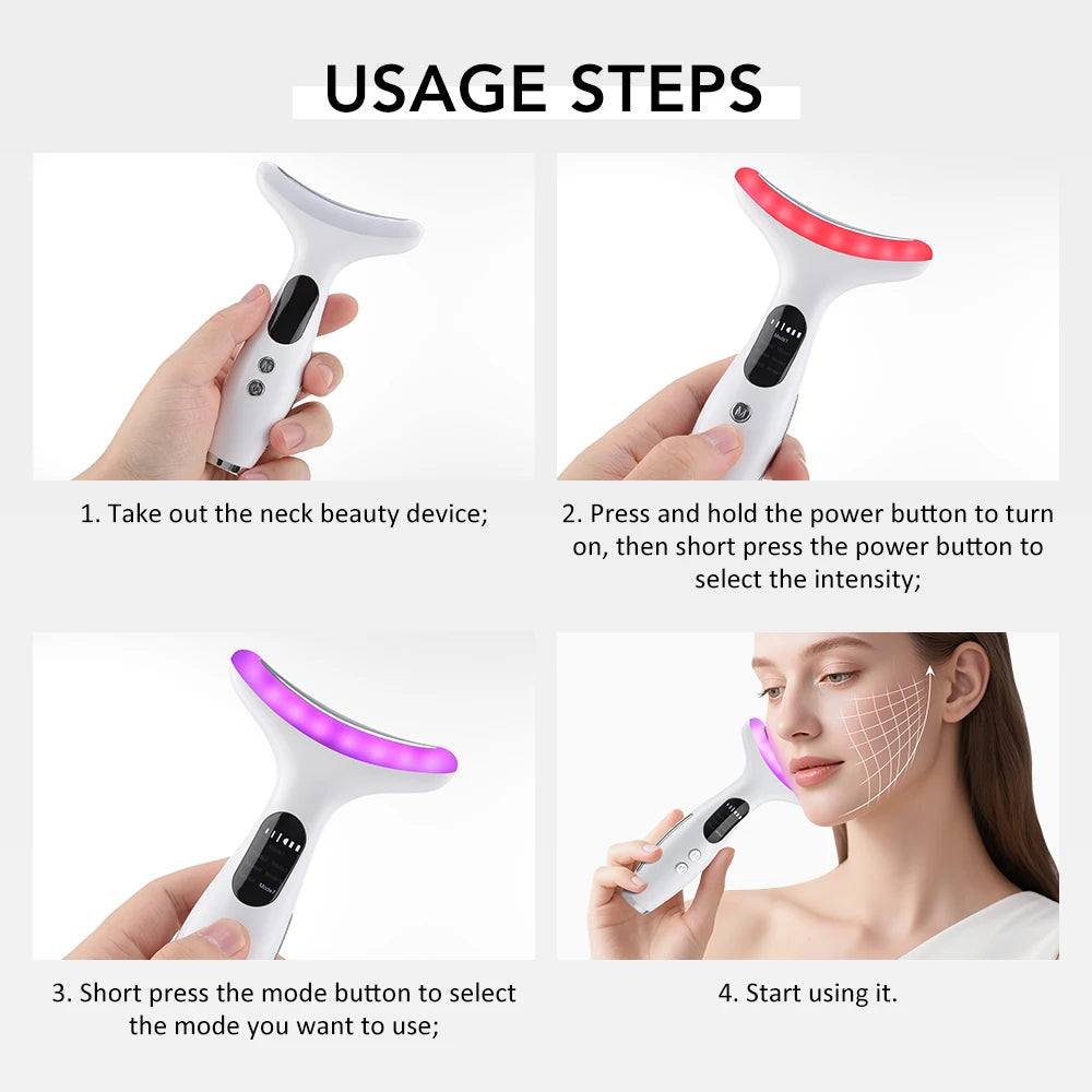 Microcurrent Neck Beauty Device  3 Massage Modes Face Lifting Firming Massage Neck Beauty Instrument Tighten Skin Care Tool