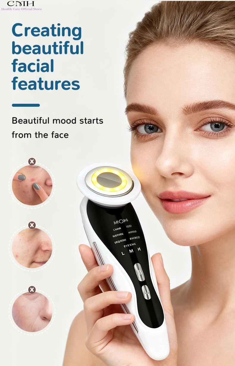 Induction Facial Device Anti Aging Multi Modes LED Light Therapy Patented Electrode Head Deep Cleansing Skin Tightening Portable