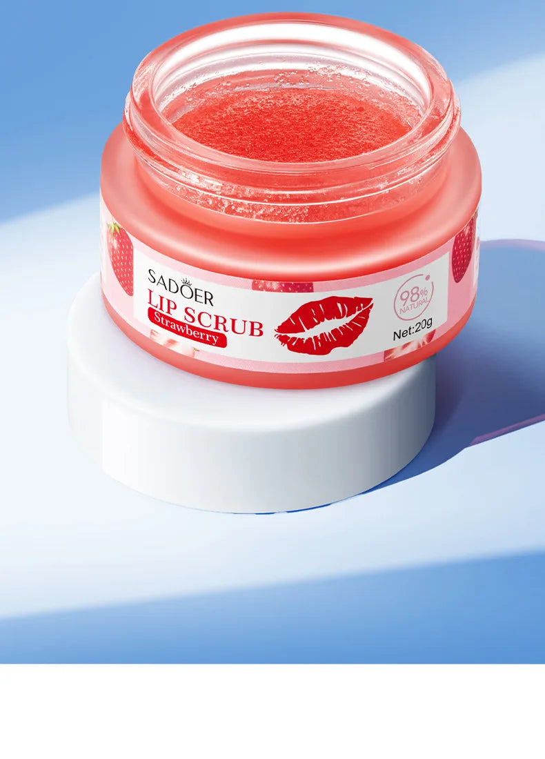 SADOER Fruit Series Strawberry Lip Scrub Dead Skin Moisturizes Brightening Lip Color, Makes Lips Pink