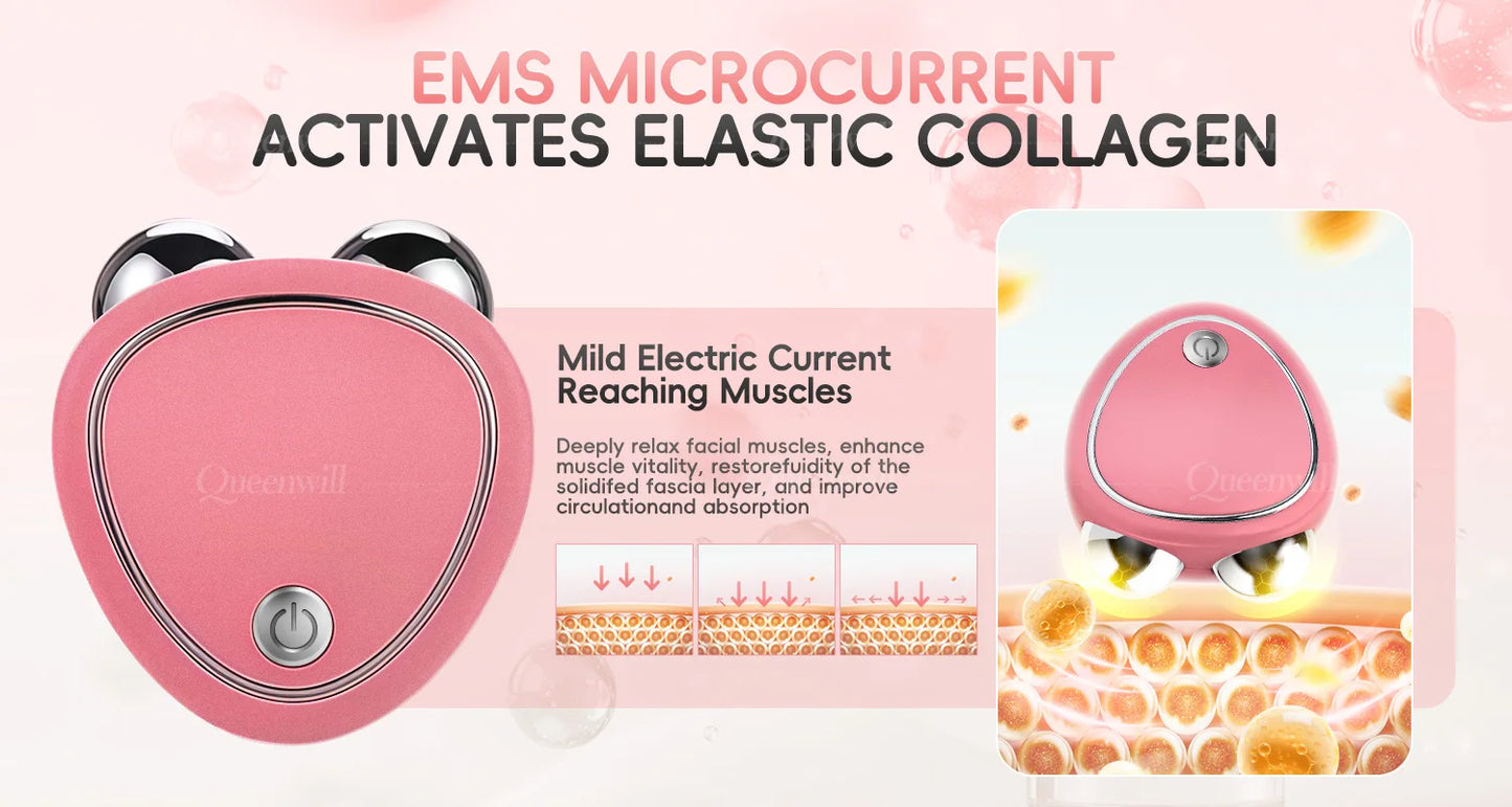 Face Lifting Devices Microcurrent Facial Massager EMS Slimming Face Tool Sonic Vibration Roller Charging Beauty Tightening