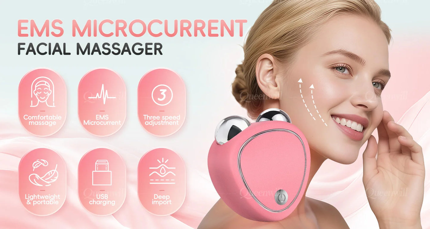 Face Lifting Devices Microcurrent Facial Massager EMS Slimming Face Tool Sonic Vibration Roller Charging Beauty Tightening