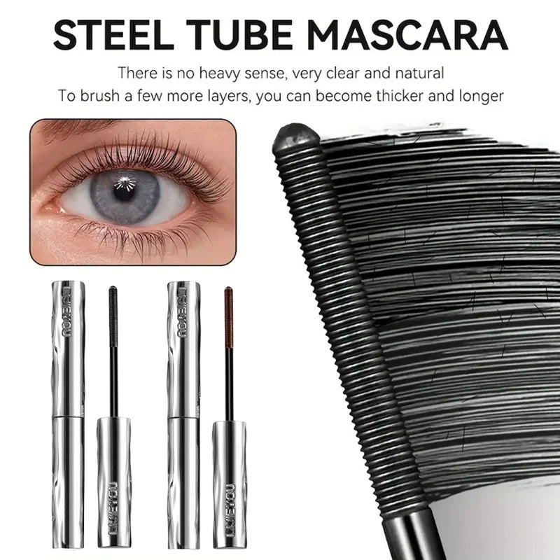 Steel tube mascara waterproof and sweat-proof formula thickens and lengthens the curl, lasting natural full effect, party makeup