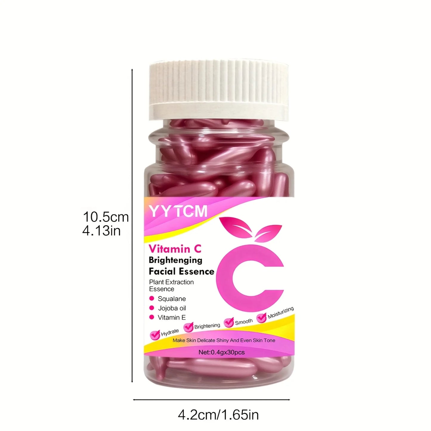 Vitamin C Brightening Skin Moisturizing Capsule Essence, Hydrates and Smoothes Skin, Contains Plant-Based Squalane, Vitamin E, Magnolia Oil, Jojoba Seed Oil, Deeply Hydrates and Brightens Skin Essence (0.4g X 90 Capsules)/Bot