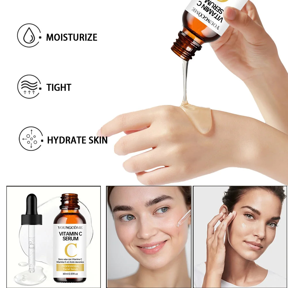 Vitamin C Facial Essence with Hyaluronic Acid - Brightening Moisturizing Repair Serum for Face Care