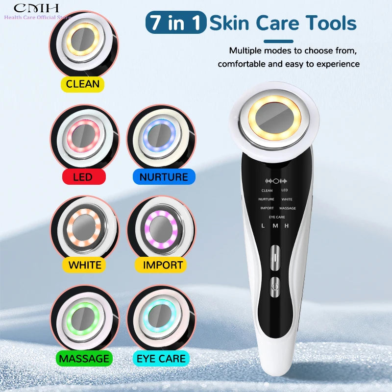 Induction Facial Device Anti Aging Multi Modes LED Light Therapy Patented Electrode Head Deep Cleansing Skin Tightening Portable