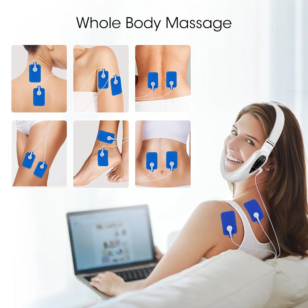 EMS microcurrent Face Lifting Device Red Light Skin Rejuvenation V Face Massager Double Chin Lift Up Facial Beauty Instrument