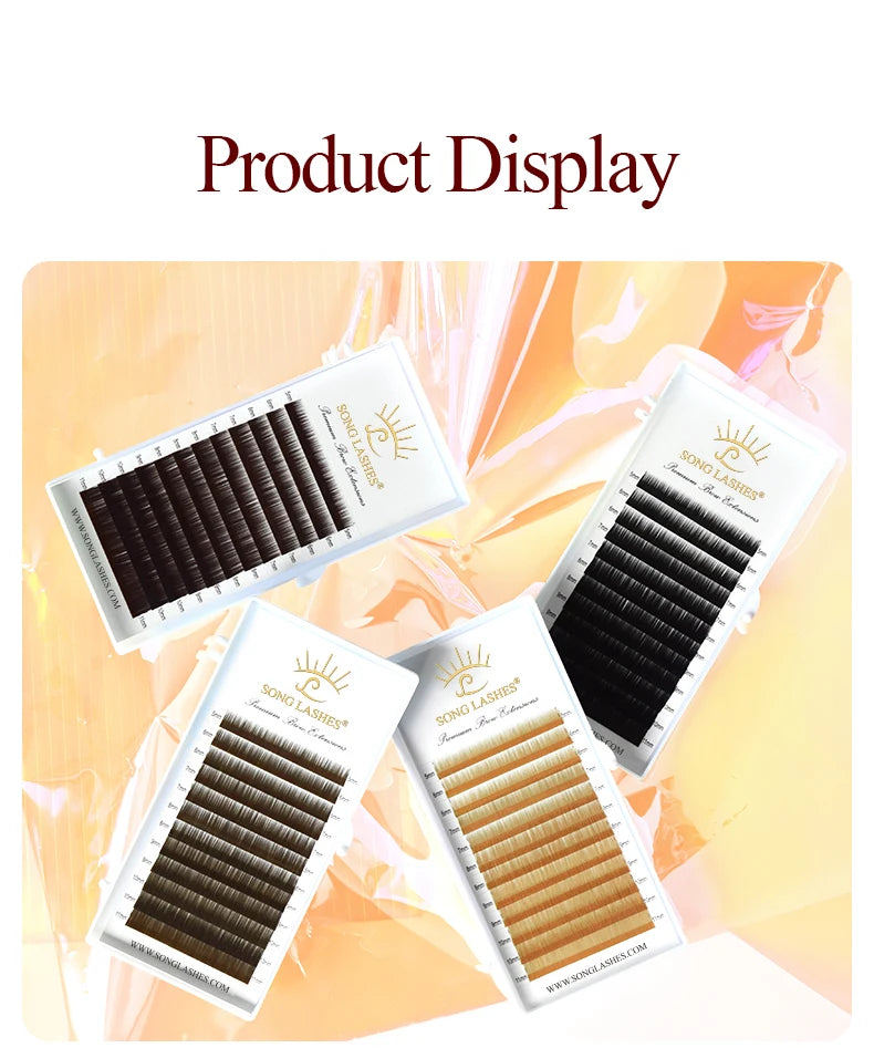 SONG LASHES  High Quality Straight Curvate Extensions False Eyebrow 12Lines Brown Color Eyebrow Extension