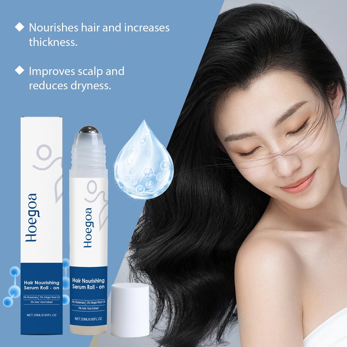 Fast Hair Growth Serum Nourish Hair Follicle Massage Scalp Care Essential Oil Roller Improve Dry Frizzy Hair Smoothing Essence