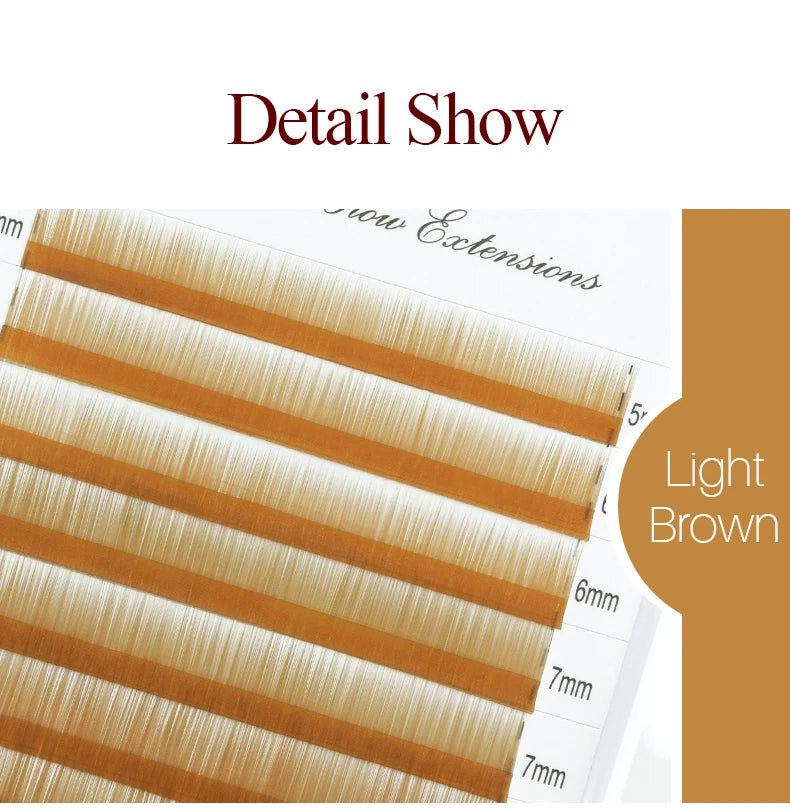 SONG LASHES  High Quality Straight Curvate Extensions False Eyebrow 12Lines Brown Color Eyebrow Extension