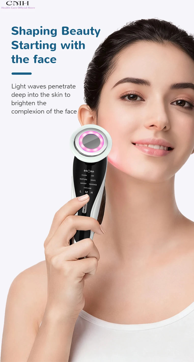 Induction Facial Device Anti Aging Multi Modes LED Light Therapy Patented Electrode Head Deep Cleansing Skin Tightening Portable