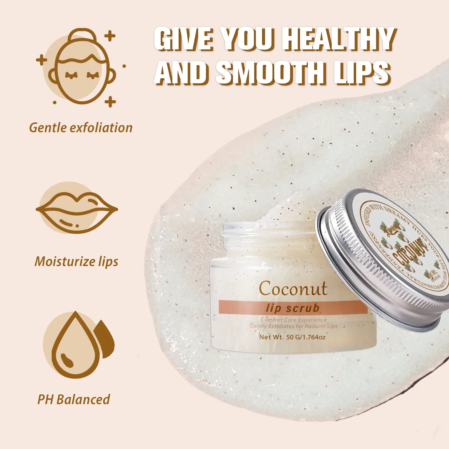 Lip scrub 50g brighten exfoliating lip  raspberry vanilla coconut watermelon lip moisturizing gift for women