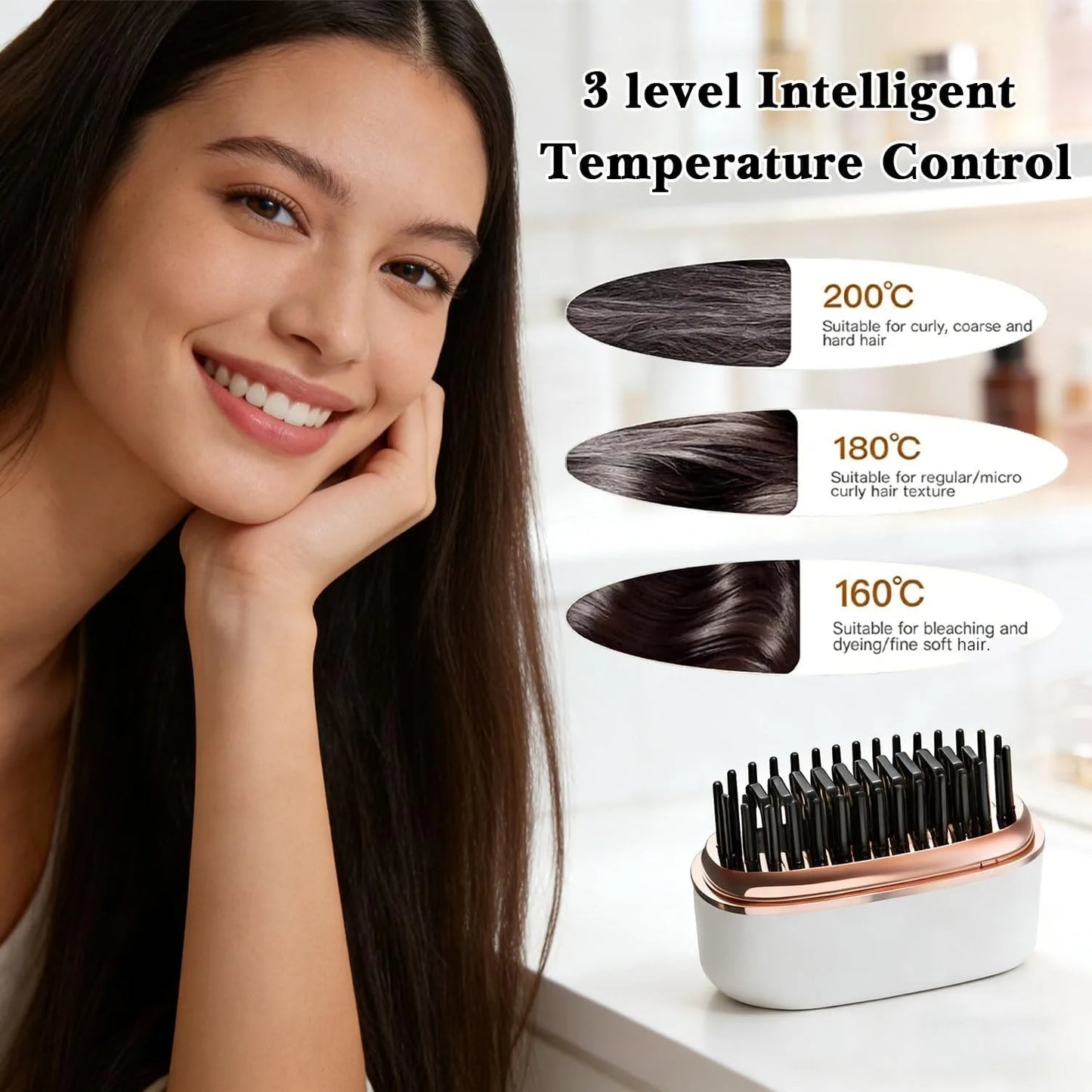 Pocket Heat Hair Straightener Brush
