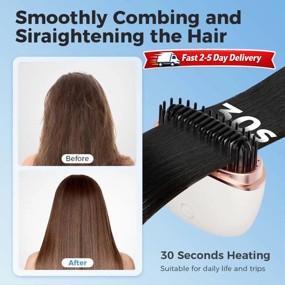 Pocket Heat Hair Straightener Brush